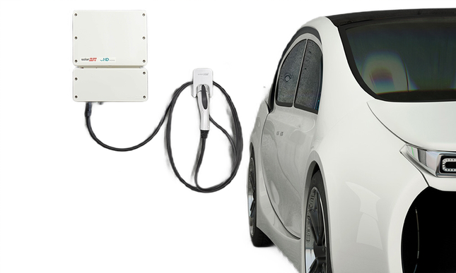 Image of an electric car charging